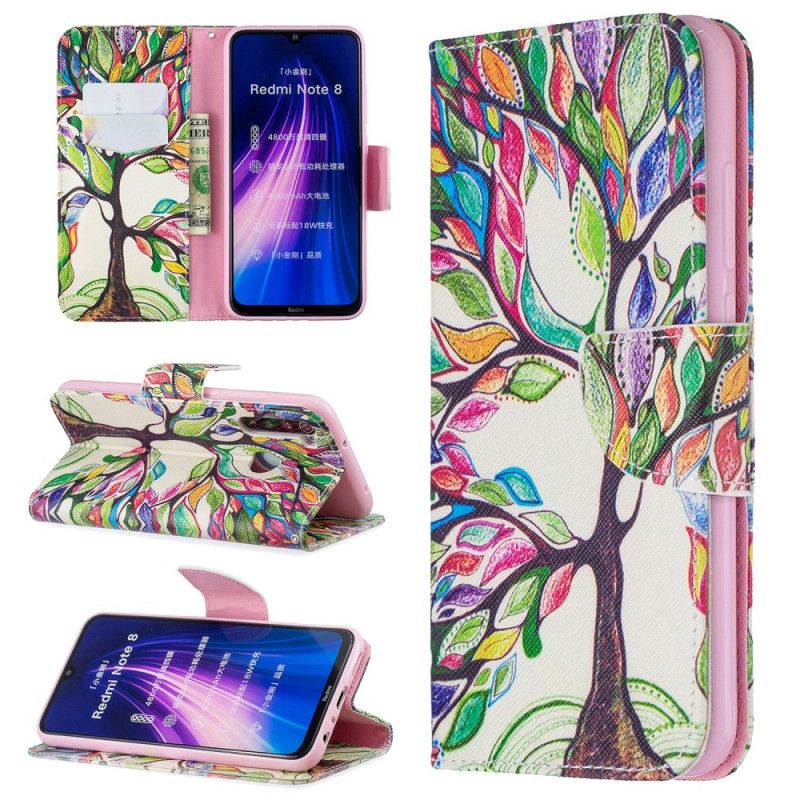 Etui Folio Xiaomi Redmi Note 8 Kolorowe Drzewo Etui Ochronne