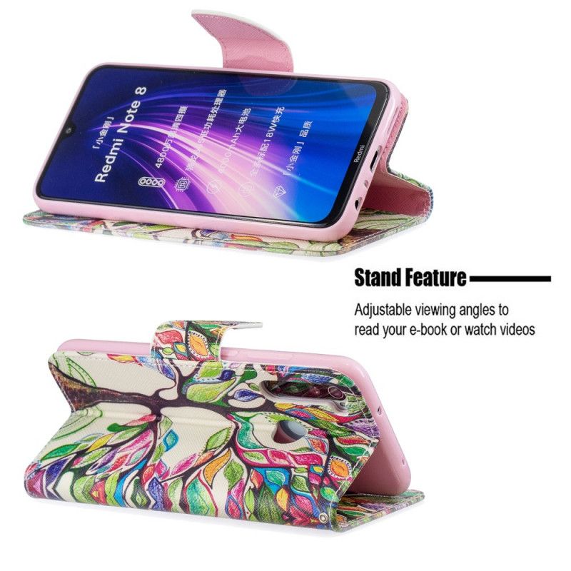 Etui Folio Xiaomi Redmi Note 8 Kolorowe Drzewo Etui Ochronne