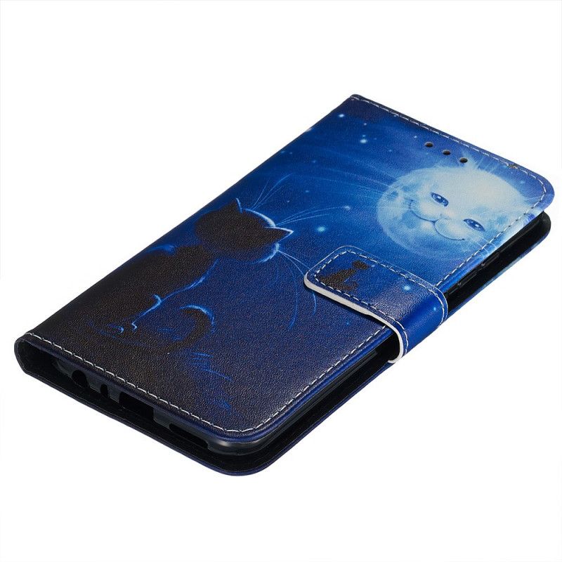 Etui Folio Xiaomi Redmi Note 8 Kot W Świetle Księżyca Ze Stringami Etui Ochronne