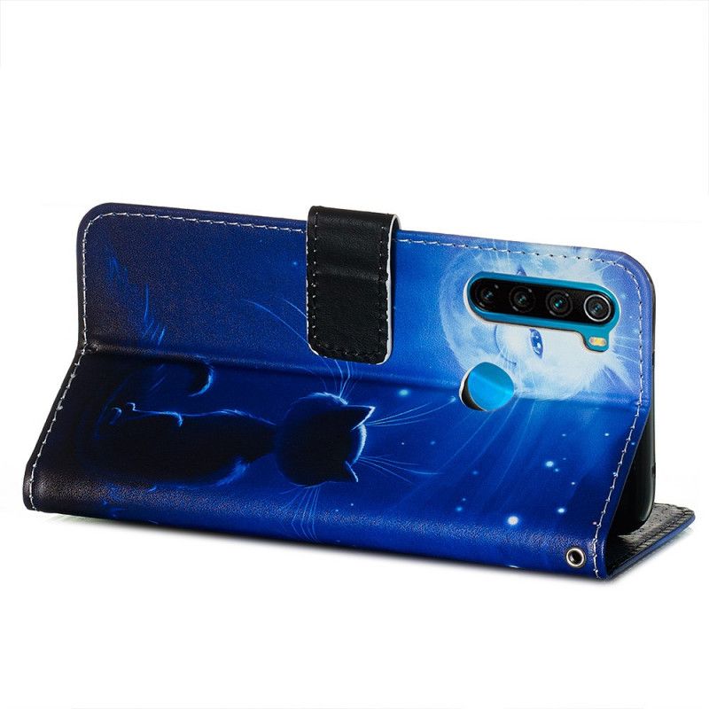 Etui Folio Xiaomi Redmi Note 8 Kot W Świetle Księżyca Ze Stringami Etui Ochronne