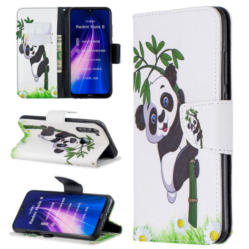 Etui Folio Xiaomi Redmi Note 8 Panda Na Bambusie