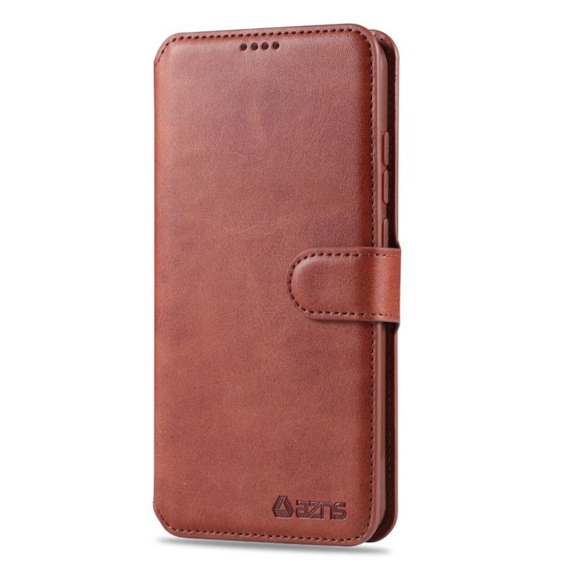 Etui Folio Xiaomi Redmi Note 8 Szary Czarny Efekt Skóry Azns