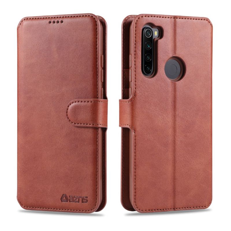 Etui Folio Xiaomi Redmi Note 8 Szary Czarny Efekt Skóry Azns