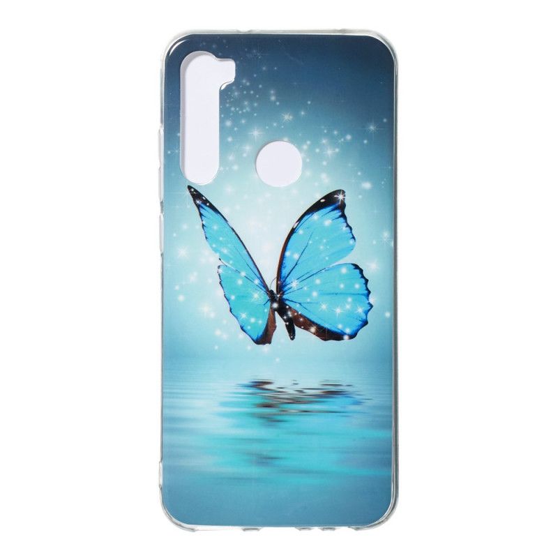 Etui Xiaomi Redmi Note 8 Fluorescencyjny Niebieski Motyl