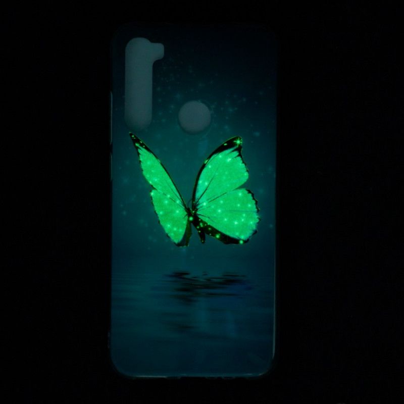 Etui Xiaomi Redmi Note 8 Fluorescencyjny Niebieski Motyl