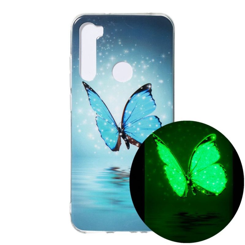 Etui Xiaomi Redmi Note 8 Fluorescencyjny Niebieski Motyl