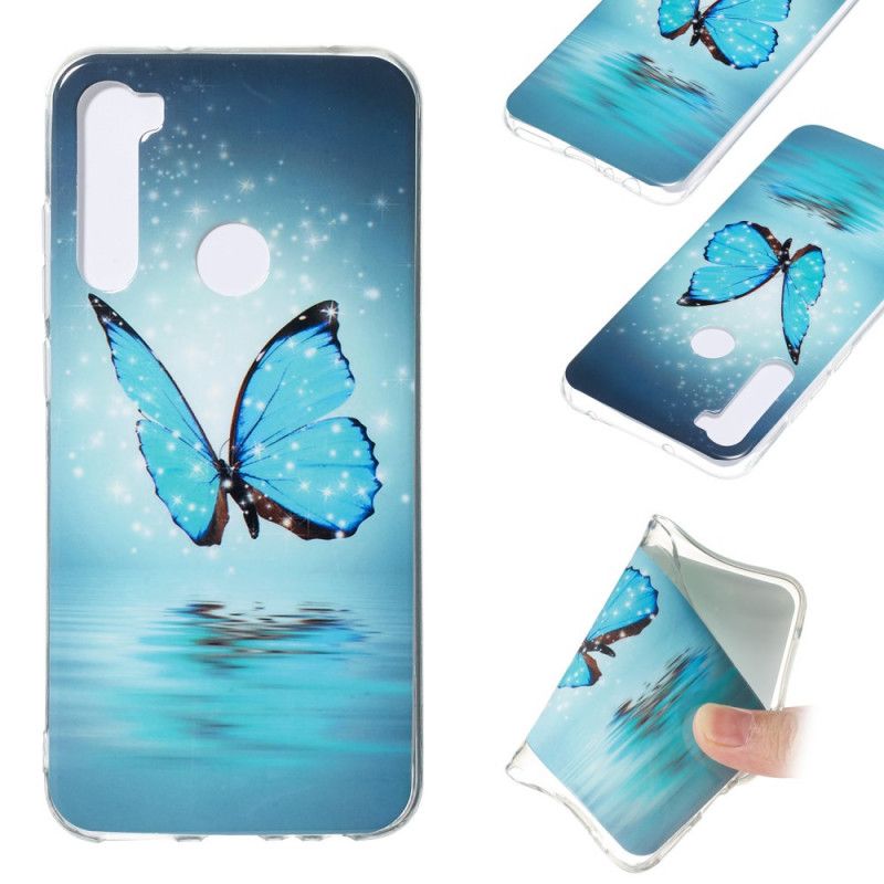 Etui Xiaomi Redmi Note 8 Fluorescencyjny Niebieski Motyl