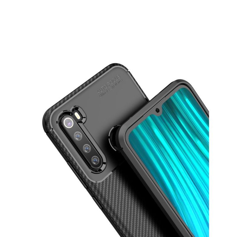 Etui Xiaomi Redmi Note 8 Granatowy Czarny Elastyczna Tekstura Włókna Węglowego