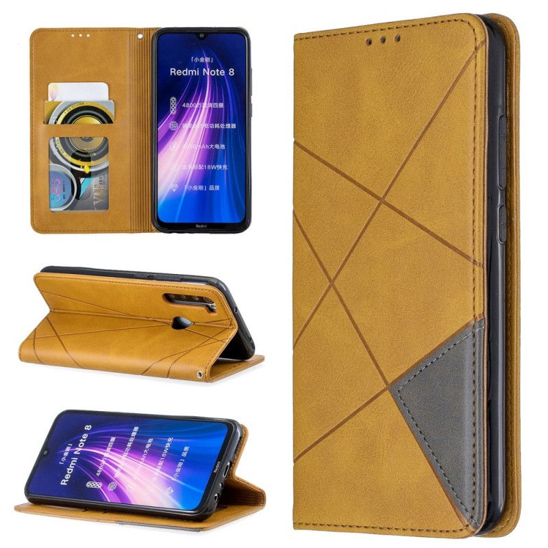 Flip Kotelot Xiaomi Redmi Note 8 Szary Czarny Styl Artysty