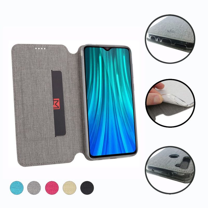 Flip Kotelot Xiaomi Redmi Note 8 Szary Czarny Teksturowany Etui Ochronne