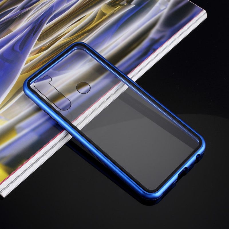 Futerały Xiaomi Redmi Note 8 Biały Czarny Etui na Telefon Metalowe Krawędzie Ze Szkła Hartowanego