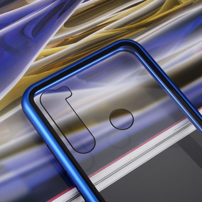 Futerały Xiaomi Redmi Note 8 Biały Czarny Etui na Telefon Metalowe Krawędzie Ze Szkła Hartowanego