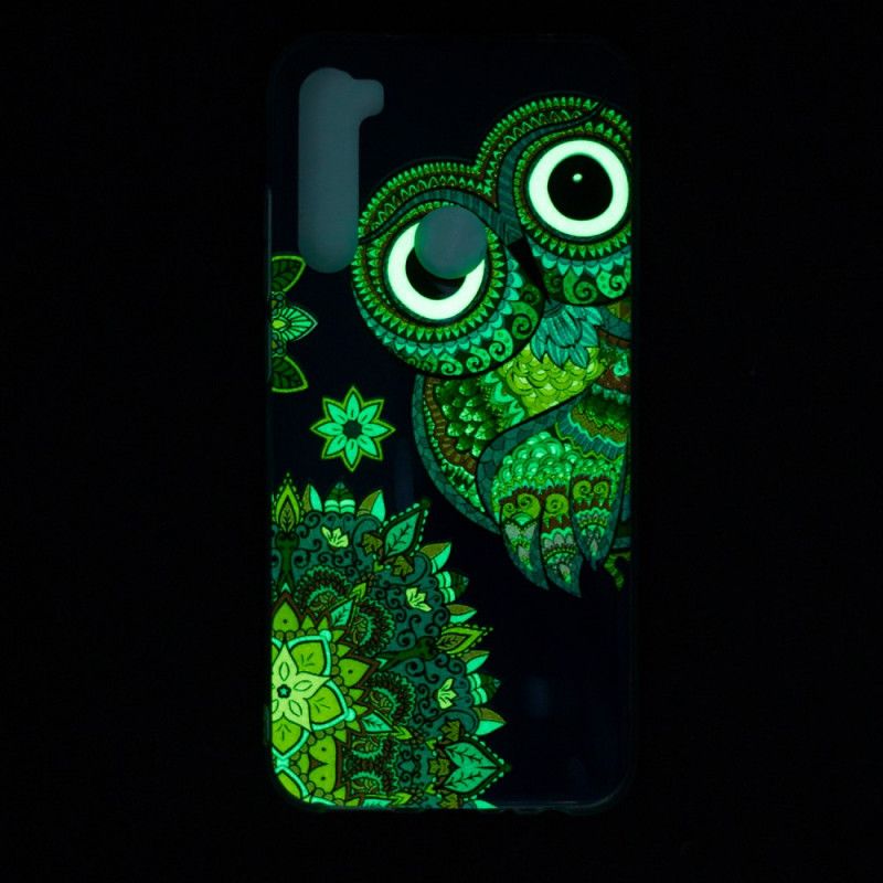 Futerały Xiaomi Redmi Note 8 Etui na Telefon Fluorescencyjna Sowa Mandala