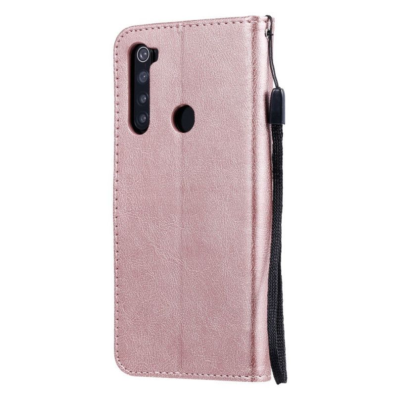 Obudowa Xiaomi Redmi Note 8 Granatowy Czarny Efekt Skóry Z Paskiem