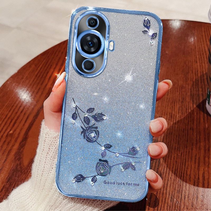 Etui Do Huawei Nova 11 Pro Kwiaty Ze Strasu Kadem