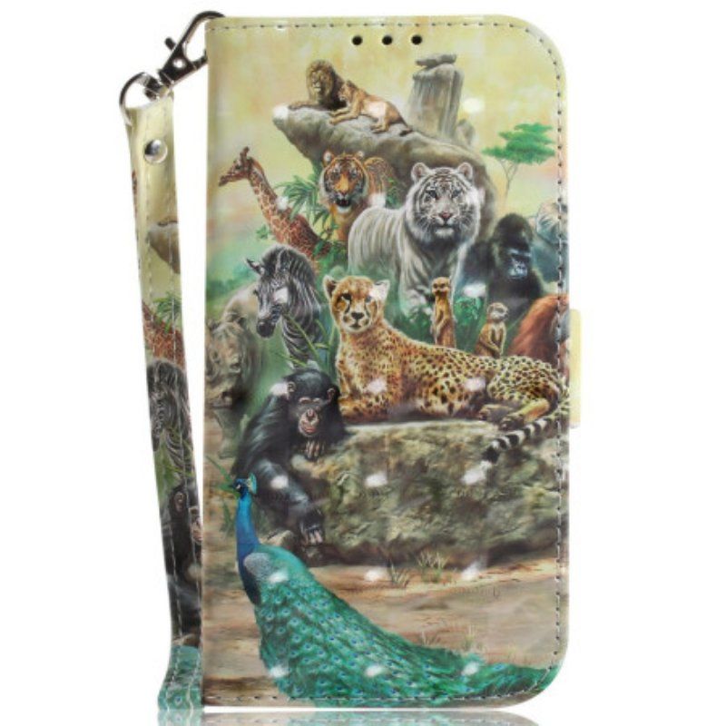 Etui Folio do Samsung Galaxy M13 z Łańcuch Stringi Safari Animals