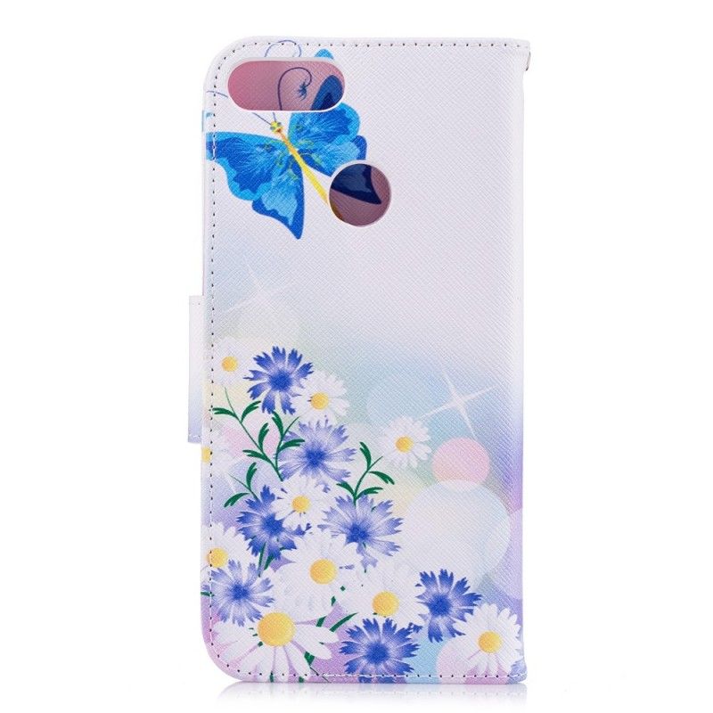 Etui Folio Huawei P Smart Malowane Motyle I Kwiaty Etui Ochronne