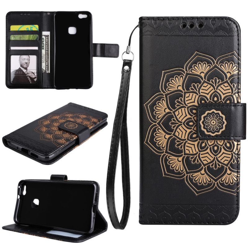 Etui Folio Huawei P10 Lite Cyjan Brązowy Elegancka Mandala