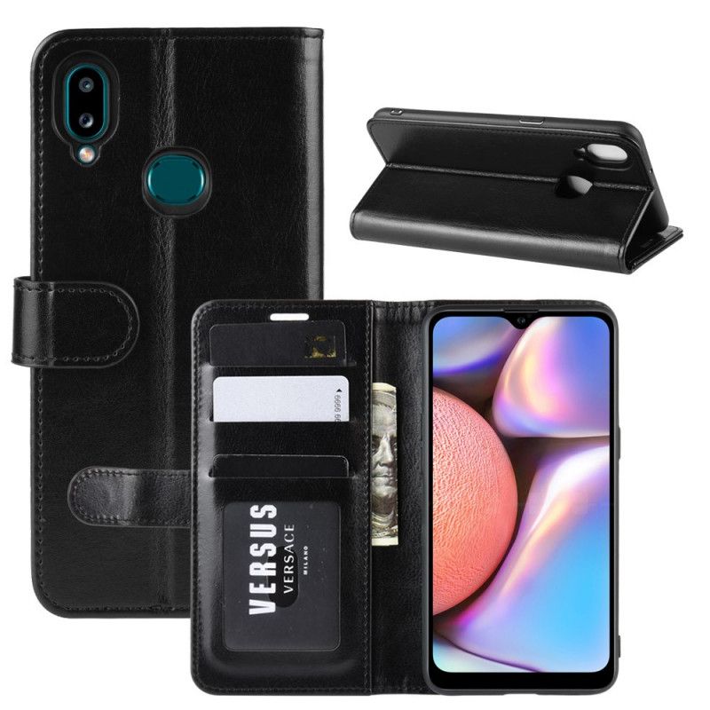 Etui Folio Samsung Galaxy A10s Biały Czarny Styl Skóry