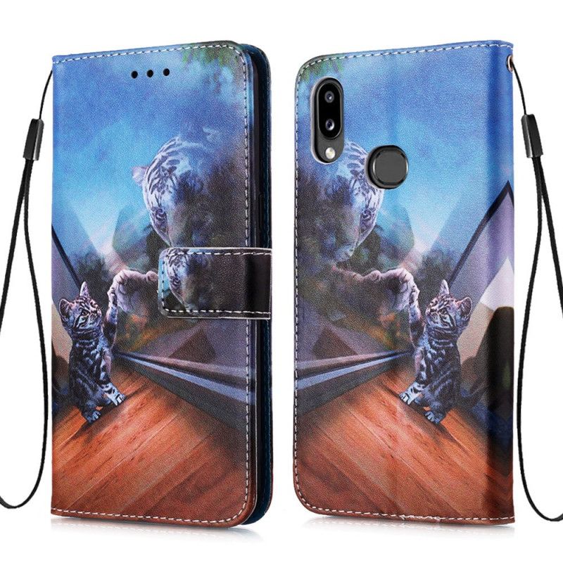 Etui Folio Samsung Galaxy A10s Brązowy Jasnoniebieski Ernest I Odbicie