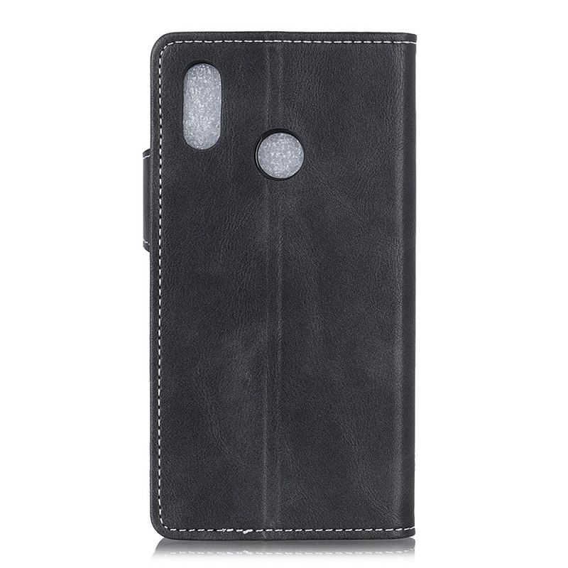 Etui Folio Samsung Galaxy A10s Czerwony Czarny Artystyczny Guzik I Szwy