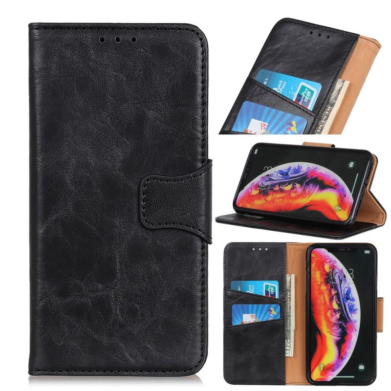 Etui Folio Samsung Galaxy A10s Czerwony Czarny Dwustronne Zapięcie Z Dwoiny Skóry