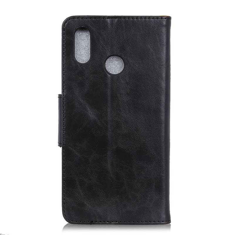 Etui Folio Samsung Galaxy A10s Czerwony Czarny Dwustronne Zapięcie Z Dwoiny Skóry