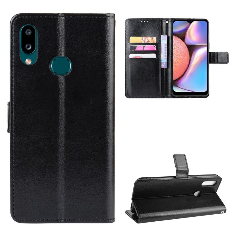 Etui Folio Samsung Galaxy A10s Czerwony Czarny Efektowna Sztuczna Skóra Etui Ochronne