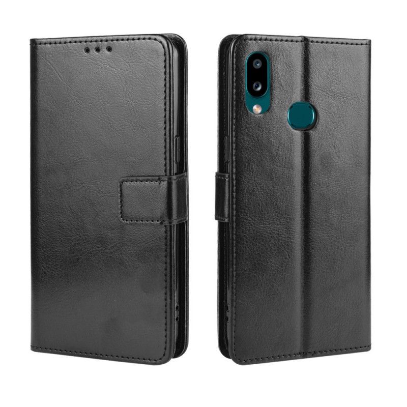 Etui Folio Samsung Galaxy A10s Czerwony Czarny Efektowna Sztuczna Skóra Etui Ochronne