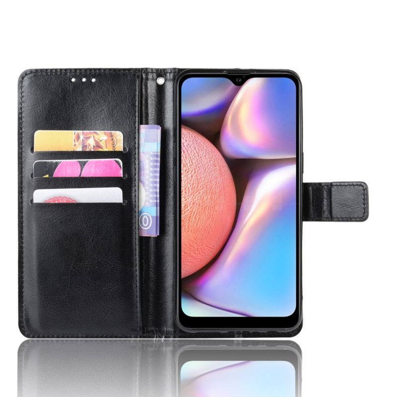 Etui Folio Samsung Galaxy A10s Czerwony Czarny Efektowna Sztuczna Skóra Etui Ochronne