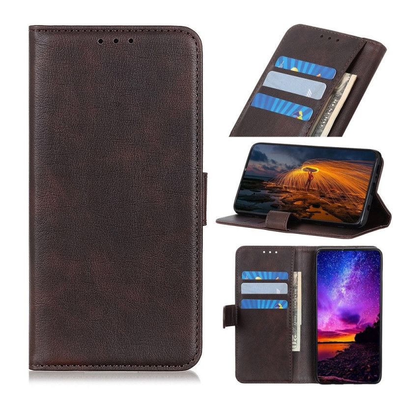 Etui Folio Samsung Galaxy A10s Czerwony Czarny Imitacja Skóry Liczi Etui Ochronne