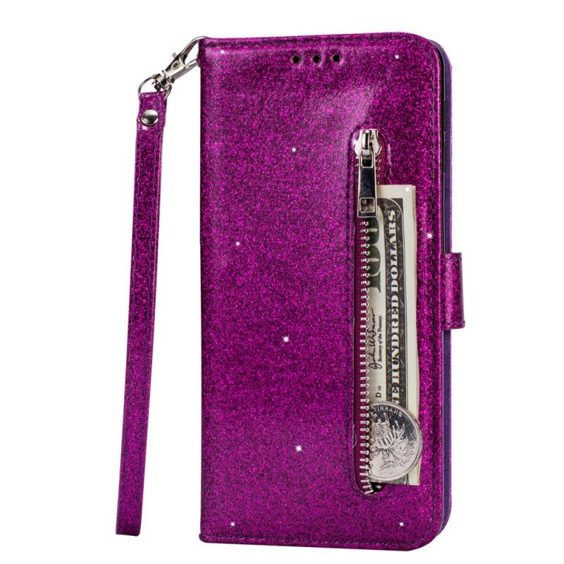 Etui Folio Samsung Galaxy A10s Magenta Czarny Portmonetka Z Brokatem Z Lan Etui Ochronne