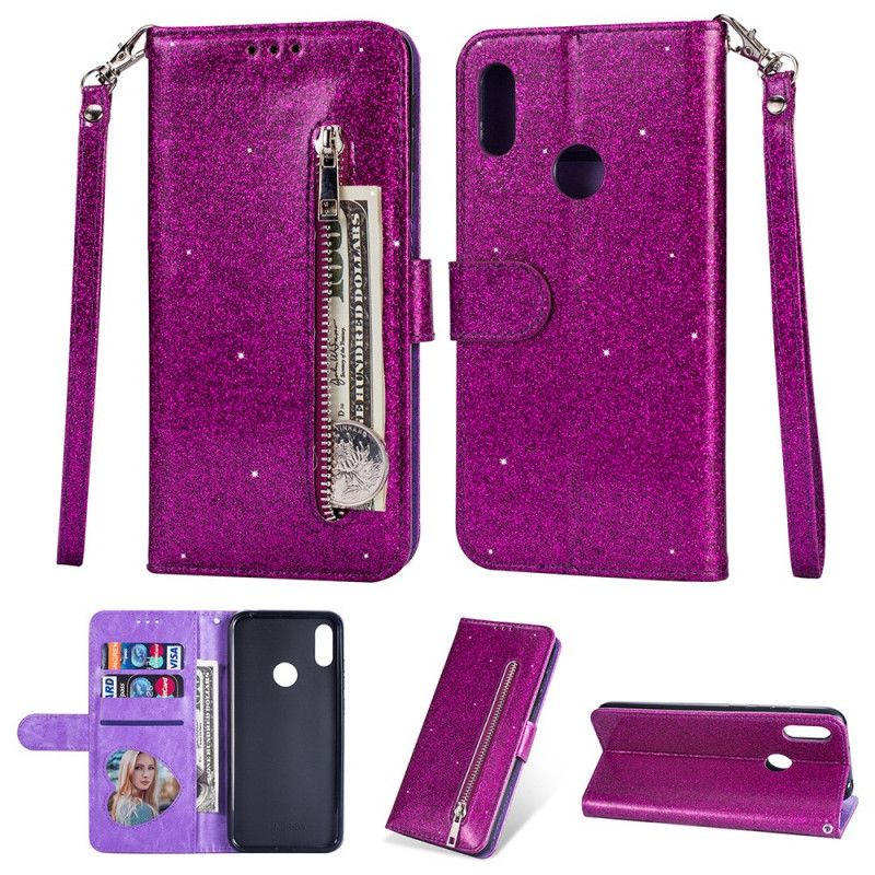 Etui Folio Samsung Galaxy A10s Magenta Czarny Portmonetka Z Brokatem Z Lan Etui Ochronne