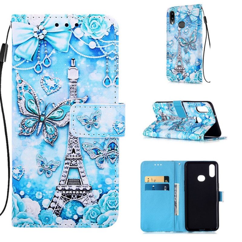 Etui Folio Samsung Galaxy A10s Smycz Motylkowa Z Wieży Eiffla