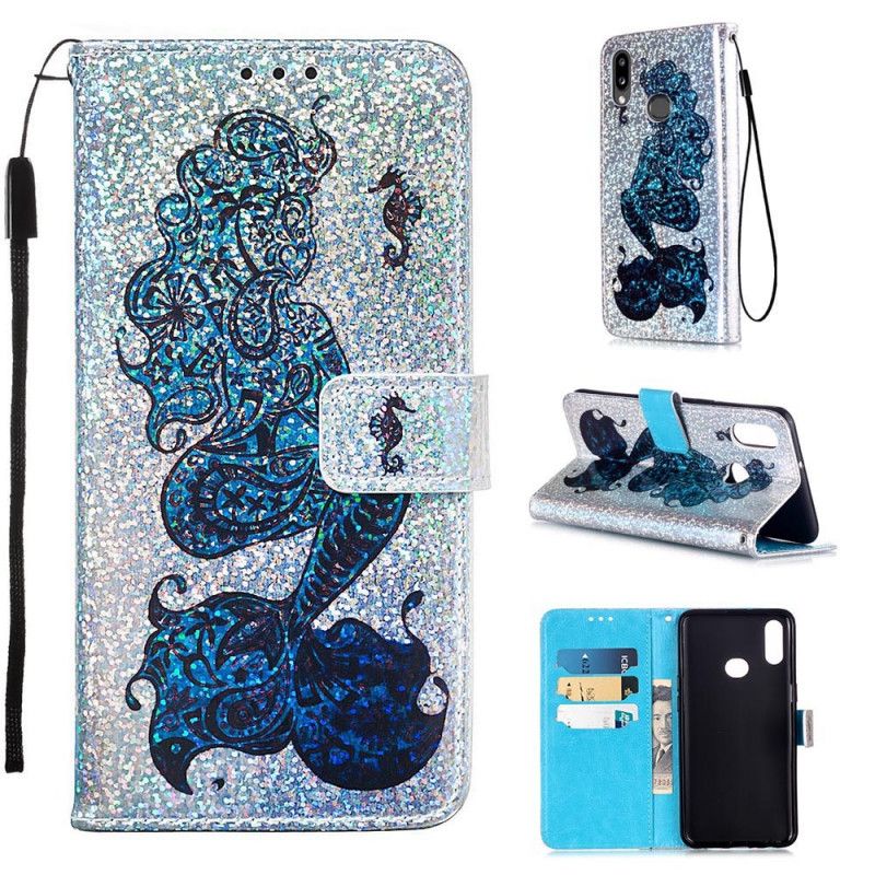 Etui Folio Samsung Galaxy A10s Syrenka Na Brokatowym Tle