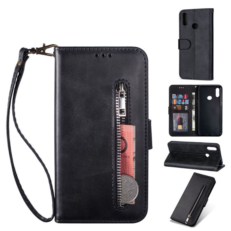 Etui Folio Samsung Galaxy A10s Szary Czarny Portmonetka Na Monety Z Paskiem