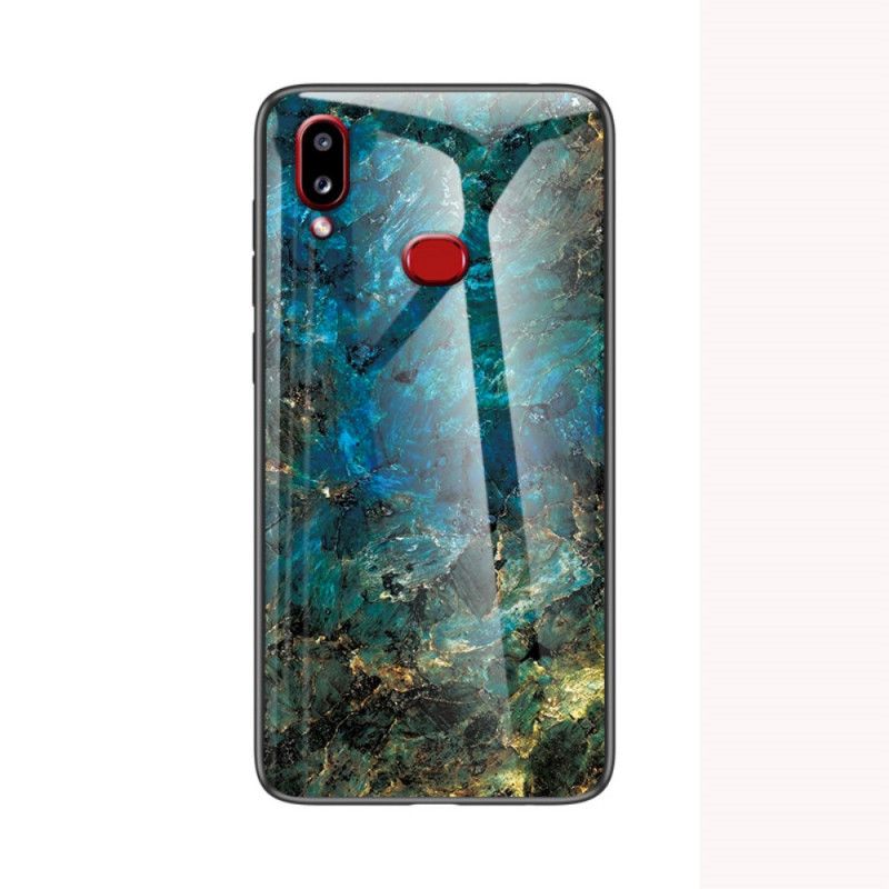 Etui Samsung Galaxy A10s Biały Czarny Hartowane Szkło Marmurowe Etui Ochronne