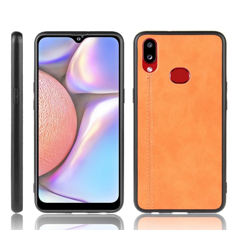 Etui Samsung Galaxy A10s Czerwony Czarny Efekt Szytej Skóry