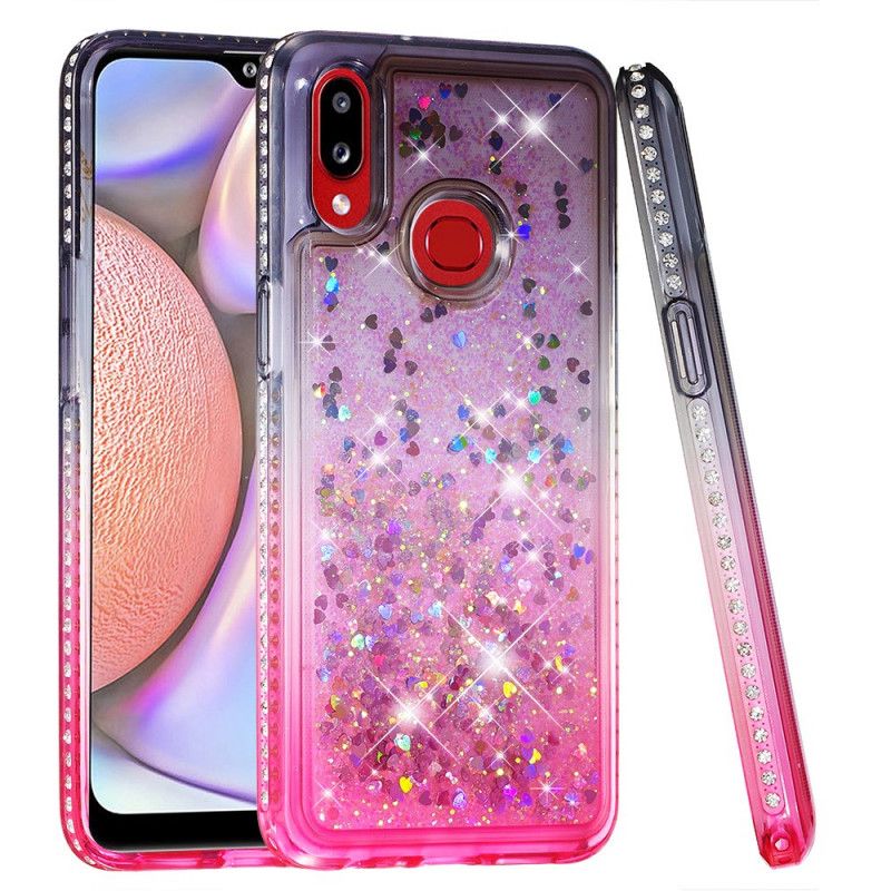 Etui Samsung Galaxy A10s Magenta Czarny Cekiny I Diamenty