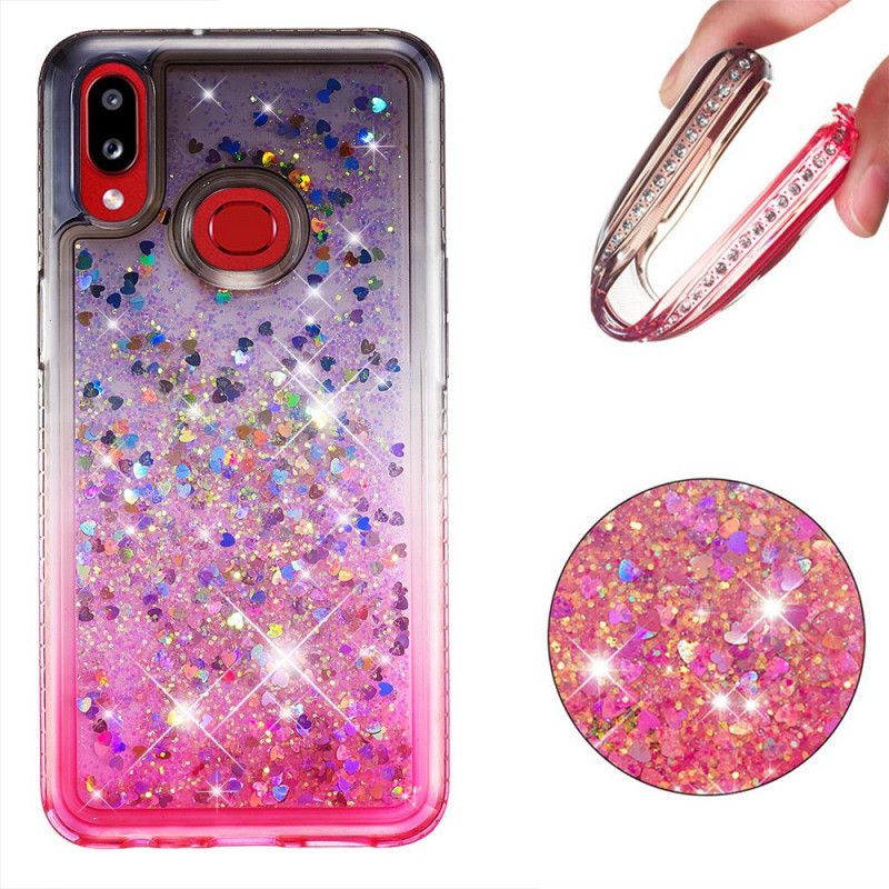 Etui Samsung Galaxy A10s Magenta Czarny Cekiny I Diamenty