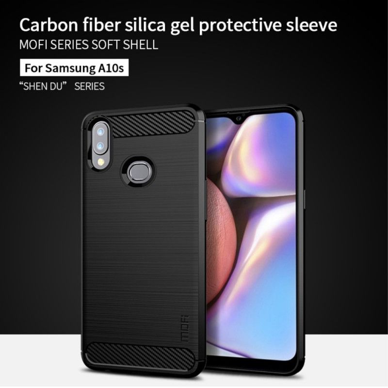 Etui Samsung Galaxy A10s Szary Czarny Mofi Szczotkowane Włókno Węglowe Etui Ochronne