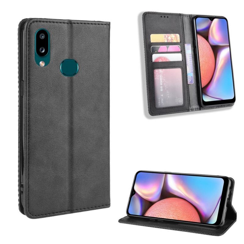 Flip Kotelot Samsung Galaxy A10s Czerwony Czarny Stylizowany Efekt Skóry W Stylu Vintage