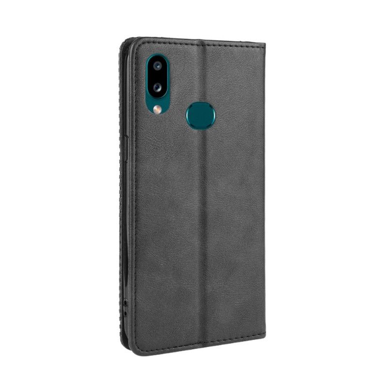 Flip Kotelot Samsung Galaxy A10s Czerwony Czarny Stylizowany Efekt Skóry W Stylu Vintage