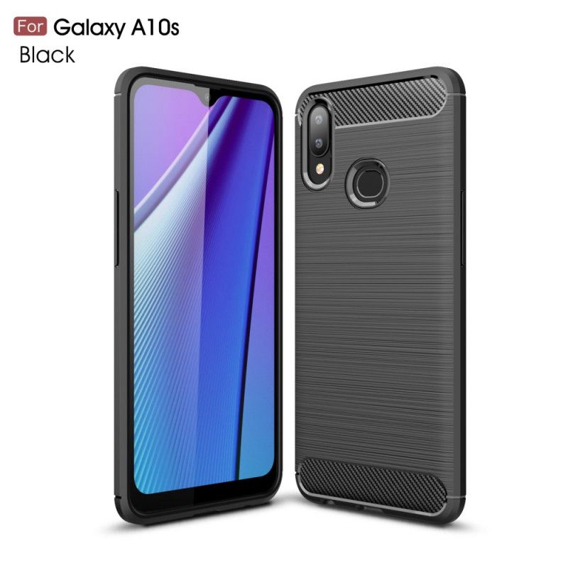 Futerały Samsung Galaxy A10s Czerwony Czarny Etui na Telefon Szczotkowane Włókno Węglowe