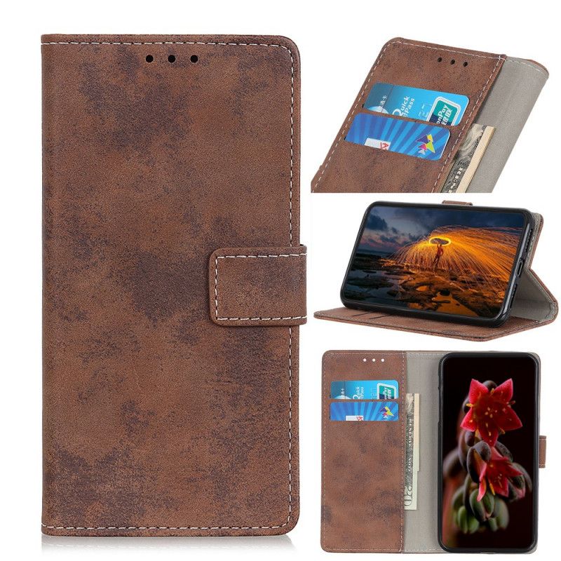 Etui Folio Huawei P40 Lite E / Y7p Ciemnoniebieski Efekt Skóry W Stylu Vintage