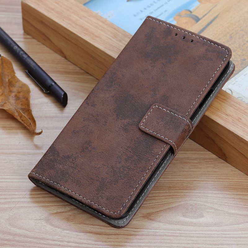 Etui Folio Huawei P40 Lite E / Y7p Ciemnoniebieski Efekt Skóry W Stylu Vintage