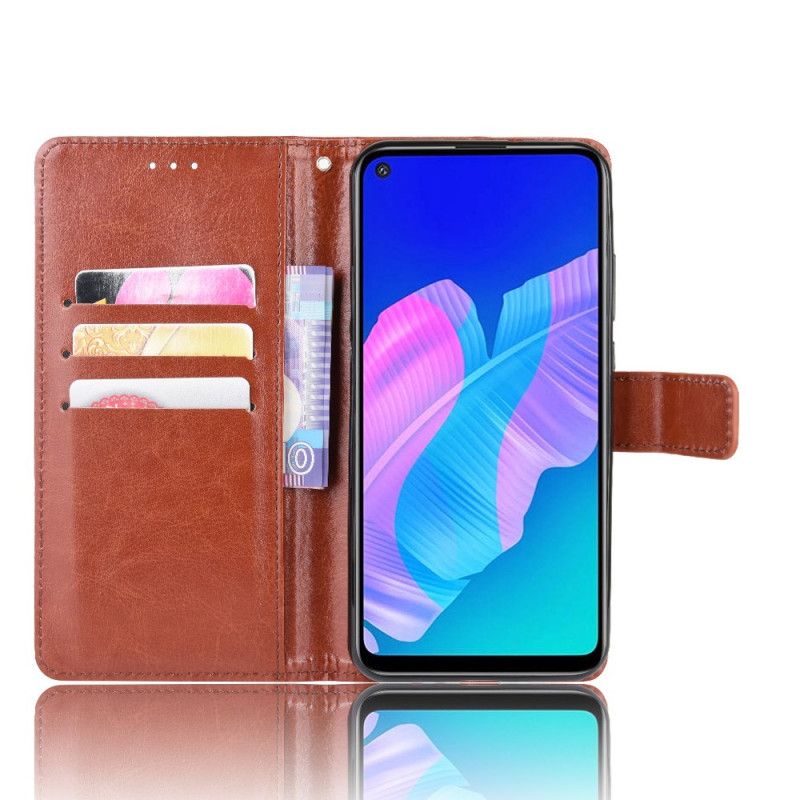 Etui Folio Huawei P40 Lite E / Y7p Czerwony Czarny Efektowna Sztuczna Skóra