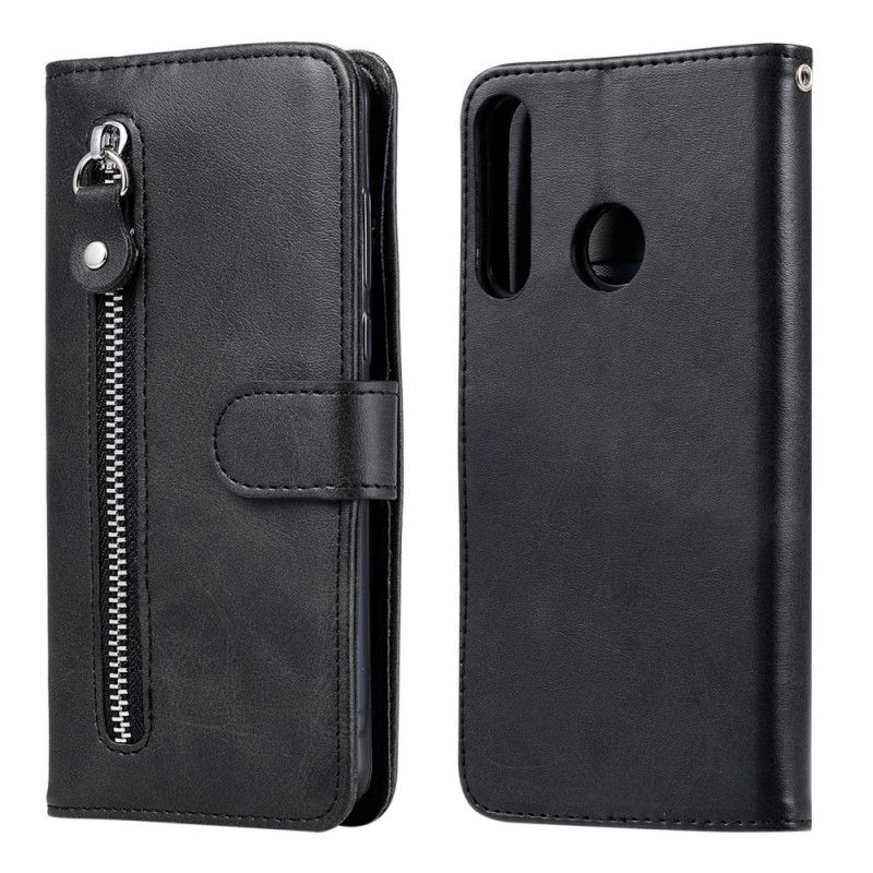 Etui Folio Huawei P40 Lite E / Y7p Czerwony Czarny Portmonetka Na Monety Imitacja Skóry Etui Ochronne