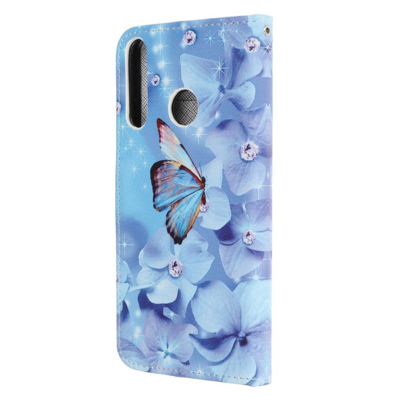 Etui Folio Huawei P40 Lite E / Y7p Diamentowe Motyle Ze Stringami