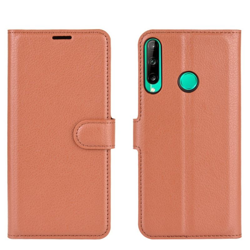 Etui Folio Huawei P40 Lite E / Y7p Fioletowy Czarny Klasyczna Imitacja Skóry Liczi